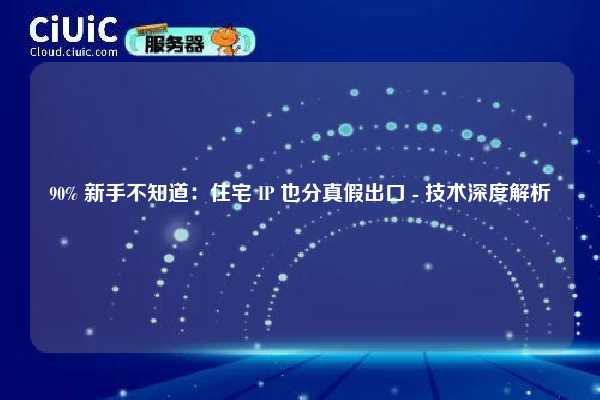 90% 新手不知道：住宅 IP 也分真假出口 - 技术深度解析