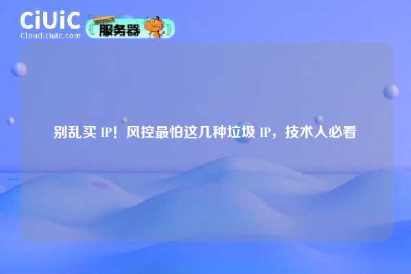 别乱买 IP！风控最怕这几种垃圾 IP，技术人必看
