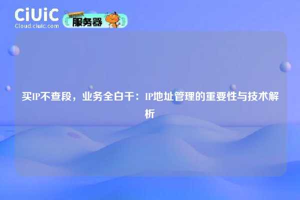 买IP不查段，业务全白干：IP地址管理的重要性与技术解析