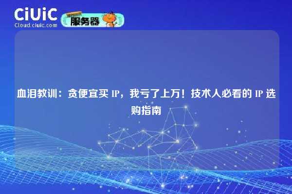 血泪教训：贪便宜买 IP，我亏了上万！技术人必看的 IP 选购指南
