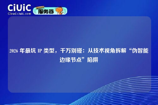 2026 年最坑 IP 类型，千万别碰：从技术视角拆解“伪智能边缘节点”陷阱