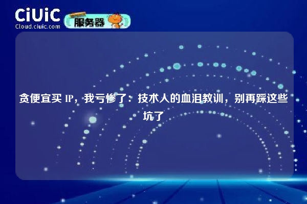 贪便宜买 IP，我亏惨了：技术人的血泪教训，别再踩这些坑了