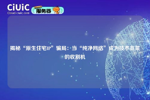 揭秘“原生住宅IP”骗局：当“纯净网络”成为技术韭菜的收割机