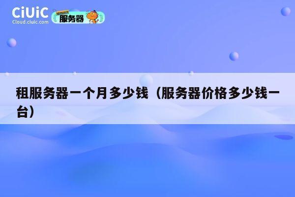 租服务器一个月多少钱（服务器价格多少钱一台）