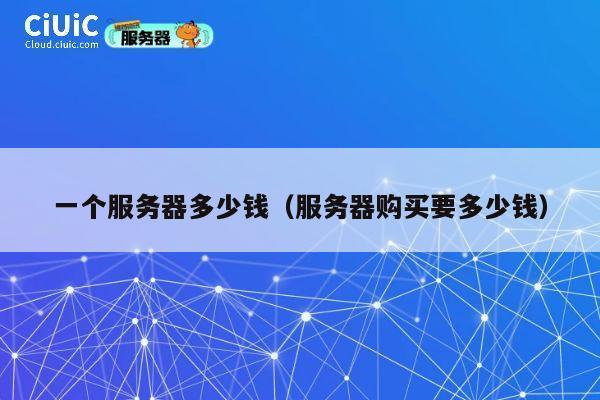 一个服务器多少钱（服务器购买要多少钱）